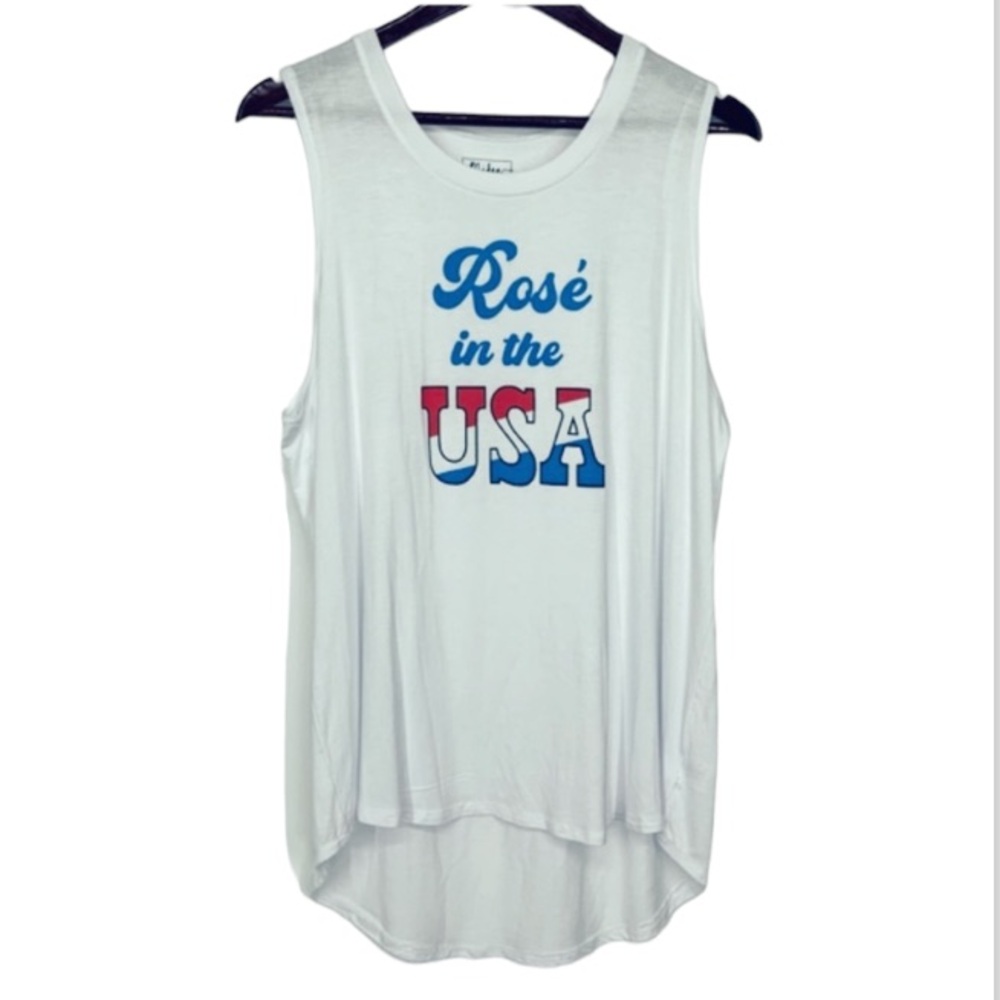 Miken Patriotic Wine Theme Graphic “Rose In The USA” Soft Tank Top Nwot Size XL